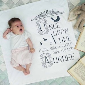 Once Upon A Time Baby Blanket Baby Blanket Fairytale Nursery Baby Blanket Baby Blanket Personalised Book Theme Baby Shower image 1