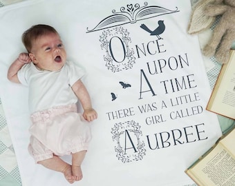 Once Upon A Time Baby Blanket - Baby Blanket - Fairytale Nursery Baby Blanket - Baby Blanket Personalised - Book Theme Baby Shower