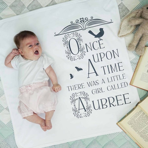 Once Upon A Time Baby Blanket - Baby Blanket - Fairytale Nursery Baby Blanket - Baby Blanket Personalised - Book Theme Baby Shower