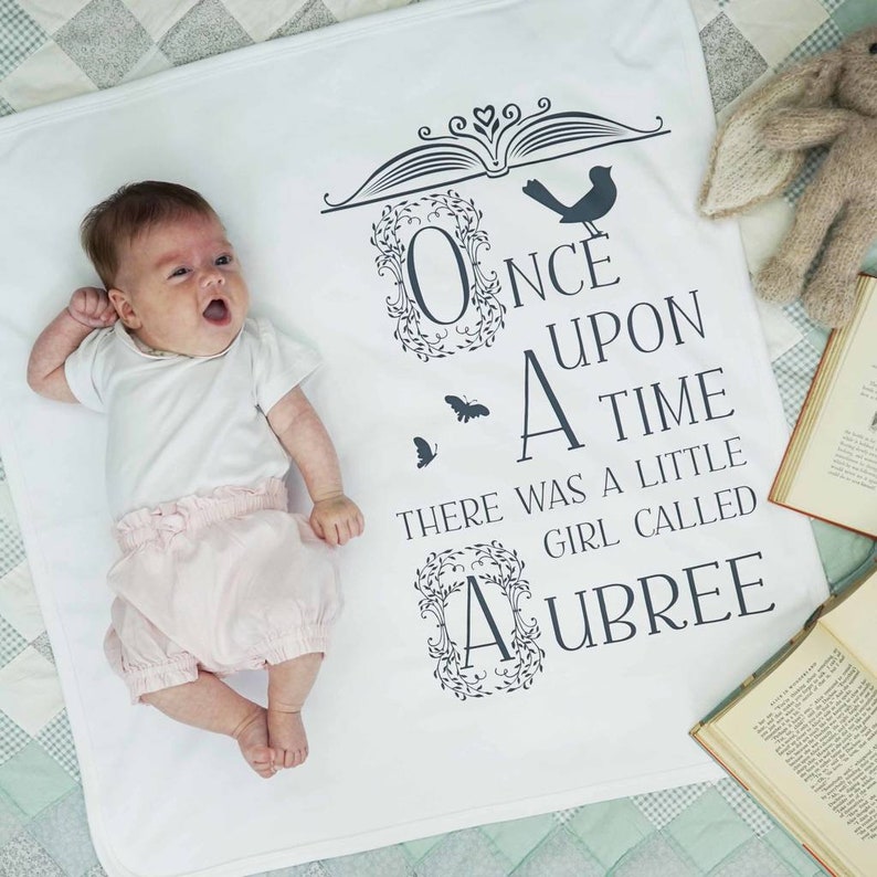 Once Upon A Time Baby Blanket Baby Blanket Fairytale Nursery Baby Blanket Baby Blanket Personalised Book Theme Baby Shower image 1