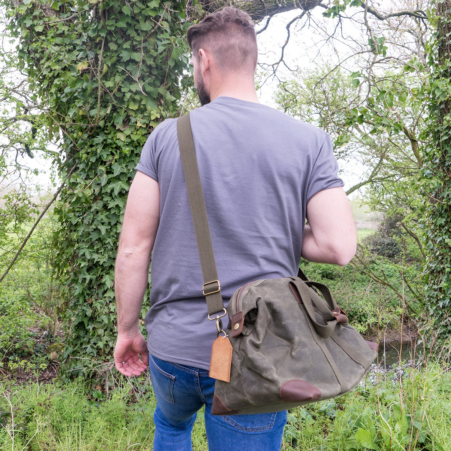 Waxed Canvas Bag Waxed Canvas Holdall Bag Monogram Bag Etsy