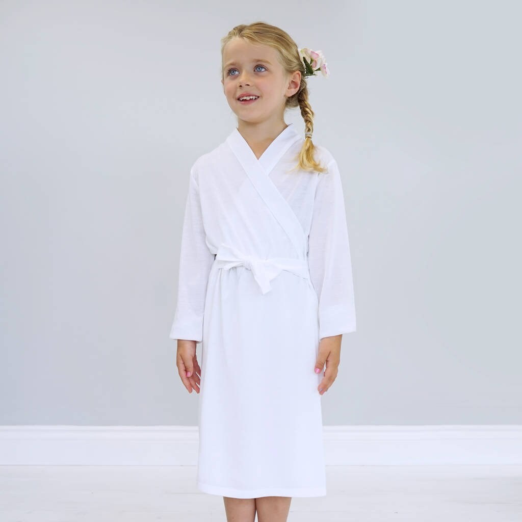 Perfect voor de winter! Gepersonaliseerde Witte Pluizige Robe Kamerjas Unicorn Design Custom Made Kleding Meisjeskleding Pyjamas & Badjassen Jurken 