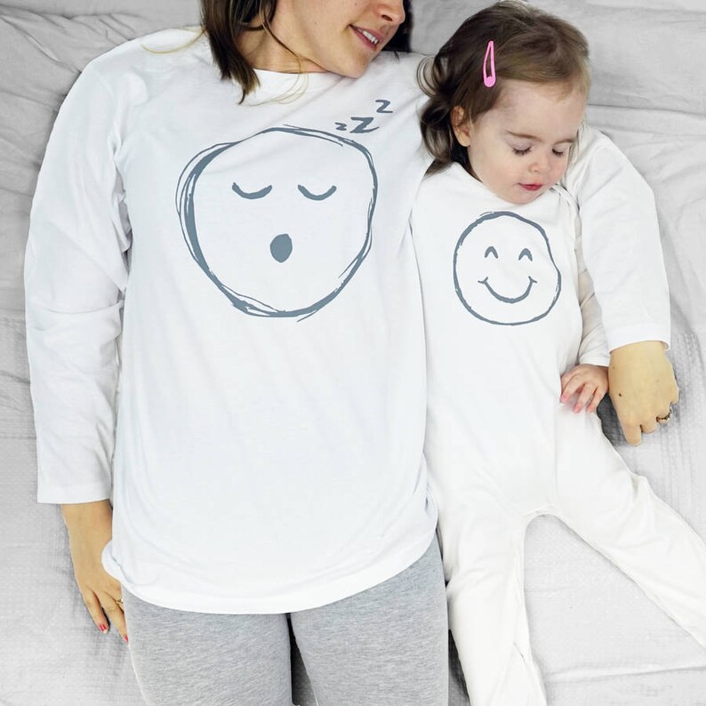 Baby Pajamas Baby Smiley Face Emoji Pyjama Mummy And Me Set Etsy