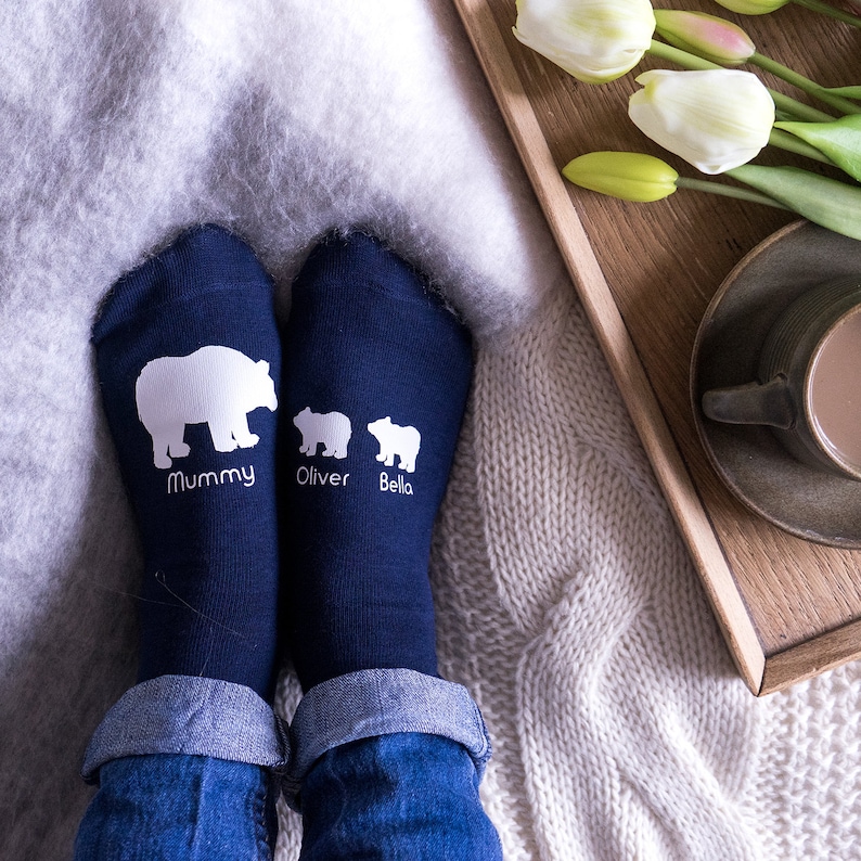 Mama Bear Socks Mummy Bear Socks Personalized Socks Mama Bear Gifts For Mom Polar Bear Socks Mummy and Me Socks Mommy Socks image 1