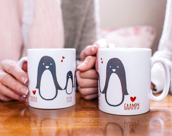 Penguin Family Mug - Penguin Family Mug Gift - Grandparents Gift - Gift From Grandkids - Gift From Child - Nanny Gift - Grandfather Gift