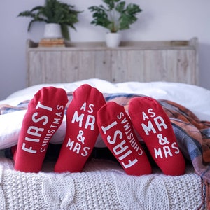 First Christmas as Mr and Mrs 1st Christmas as Mr and Mrs Socks Couples Gift Couples Christmas Gift Couples Socks 1st Christmas Socks image 1