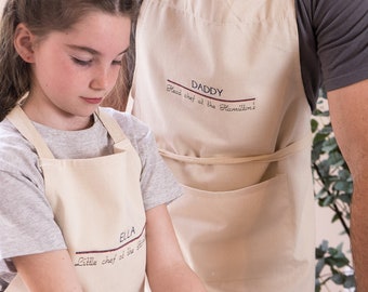 Daddy and Me Apron Set - Embroidered Apron Set - Embroidered Apron Men - Daddy and Me Gift- Baking Apron Set - Father's Day Gift - Cook Gift