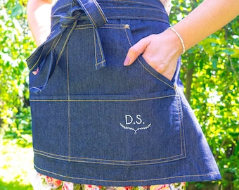 Personalisierte Gartenschürze - Bestickte Denim-Schürze - Personalisierte Gartenschürze - Benutzerdefinierte Schürze - Monogramm Schürze - Monogramm Geschenke