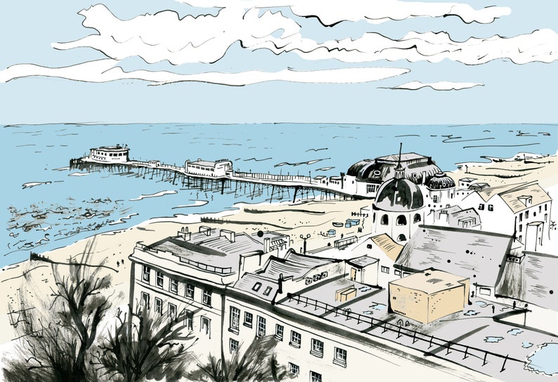 Worthing seaside print  Archival quality limited edition image 1