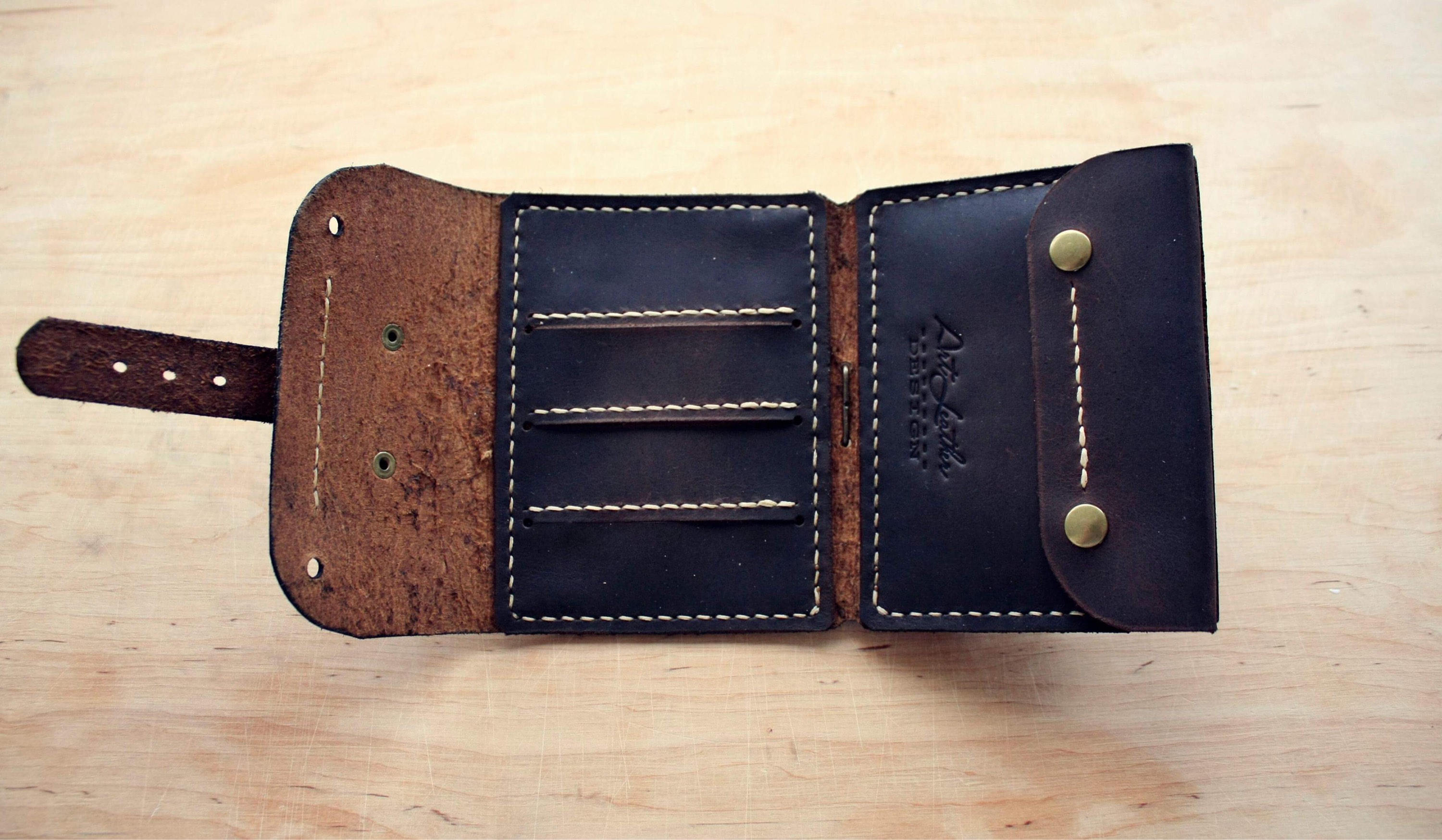 Leather purse on the belt mens leather wallet Etsy
