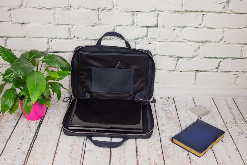 17 Inch Handmade Genuine Leather Satchel 15” Laptop Briefcase Messenger Bag