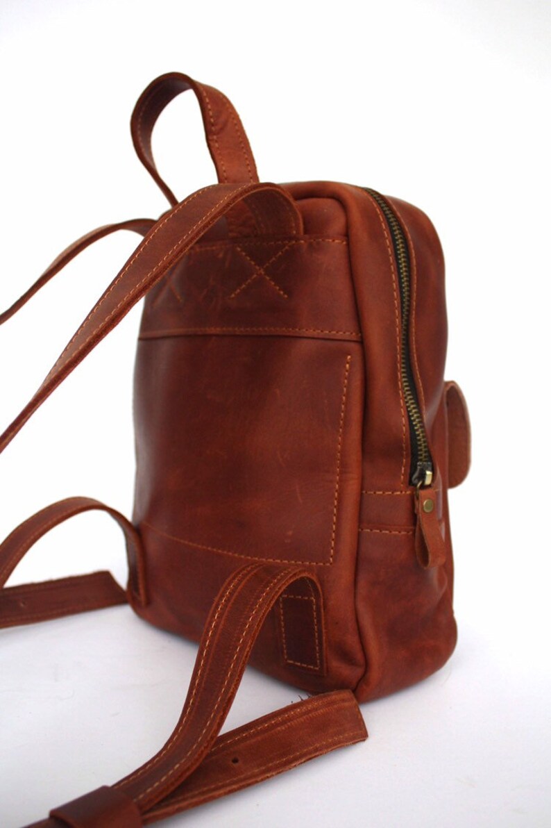 Yellow Small Leather Backpack Vintage Women Leather Mini Etsy