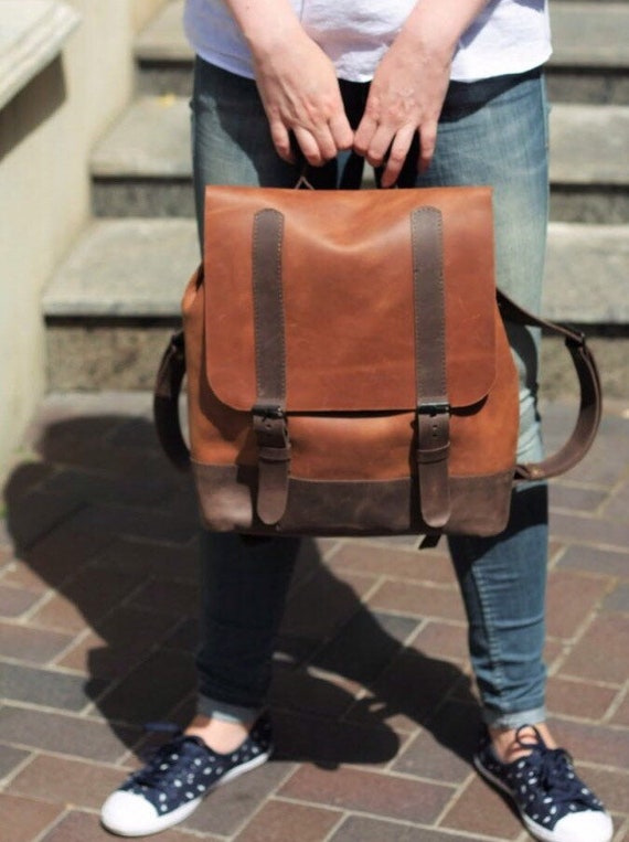 Boho backpack for women Vintage looking leather rucksack | Etsy