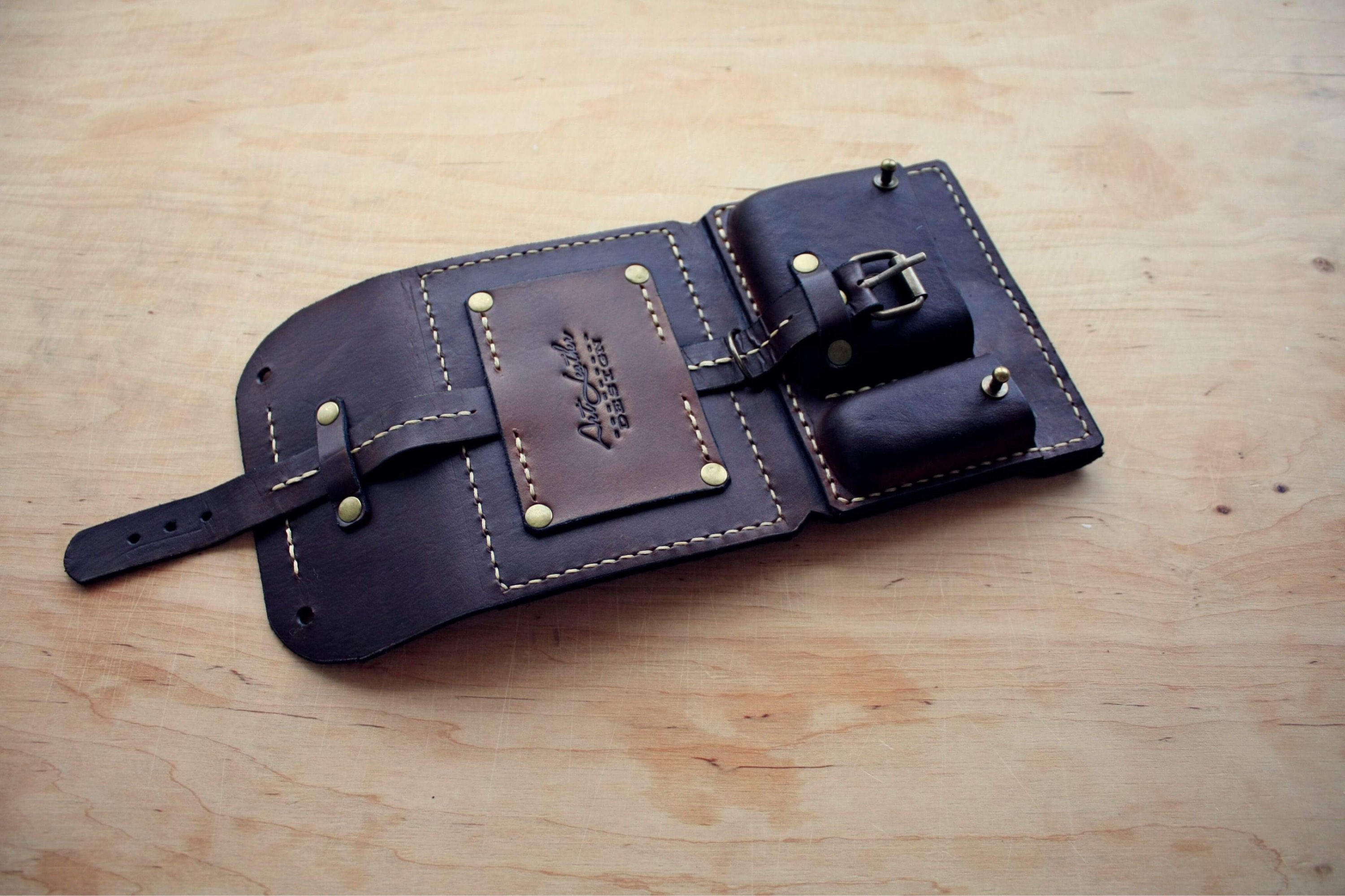 Leather purse on the belt mens leather wallet Etsy