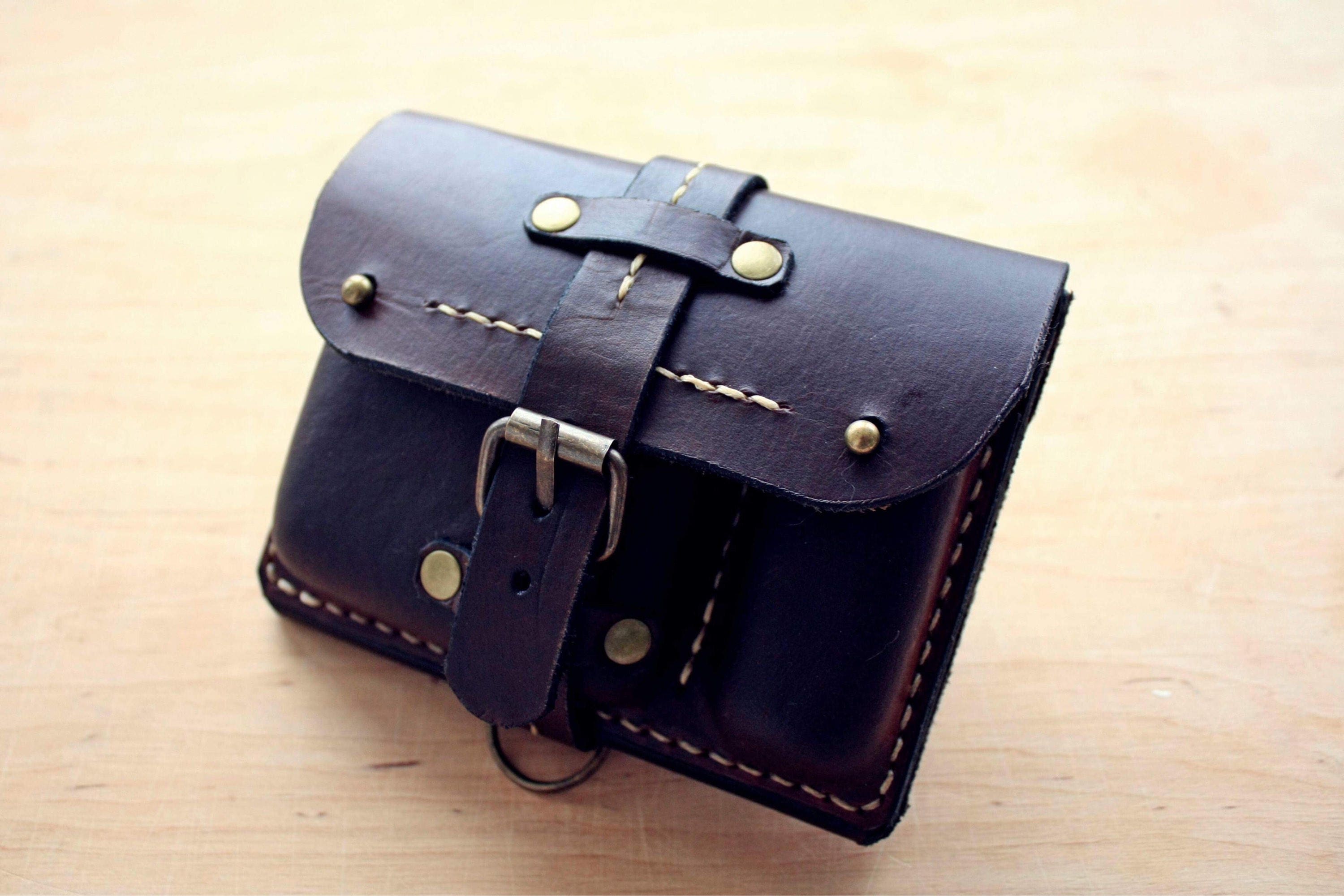 Leather purse on the belt mens leather wallet Etsy