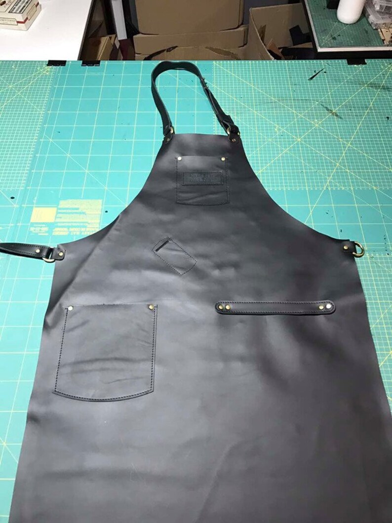 Brown Leather Apron With Pockets Butcher Apron Personalized Etsy