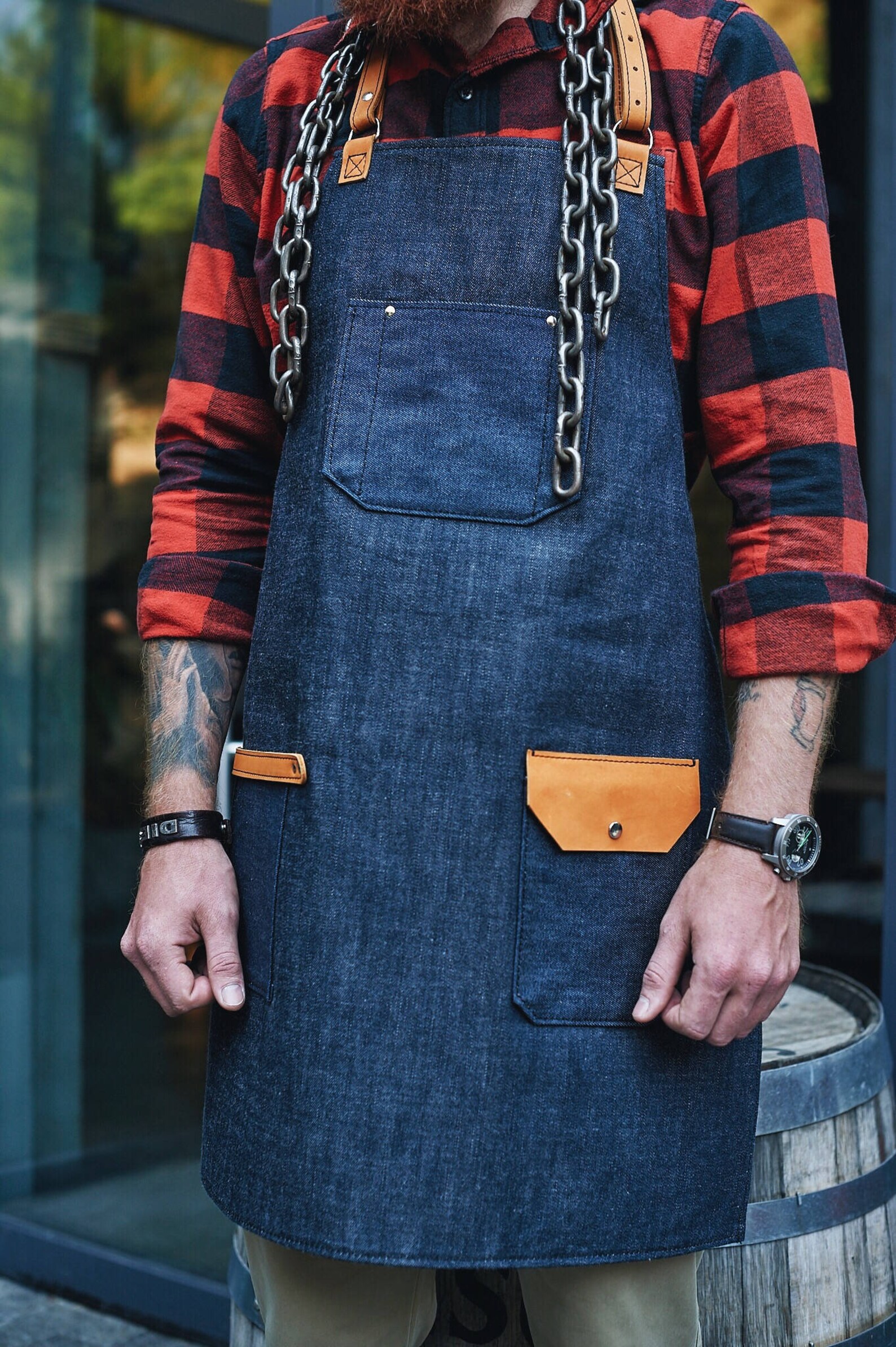 Personalized Barista denim Apron Leather Apron for women Etsy