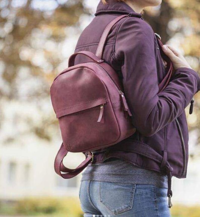 Small Leather Backpack Women Leather Mini Backpack Leather Etsy