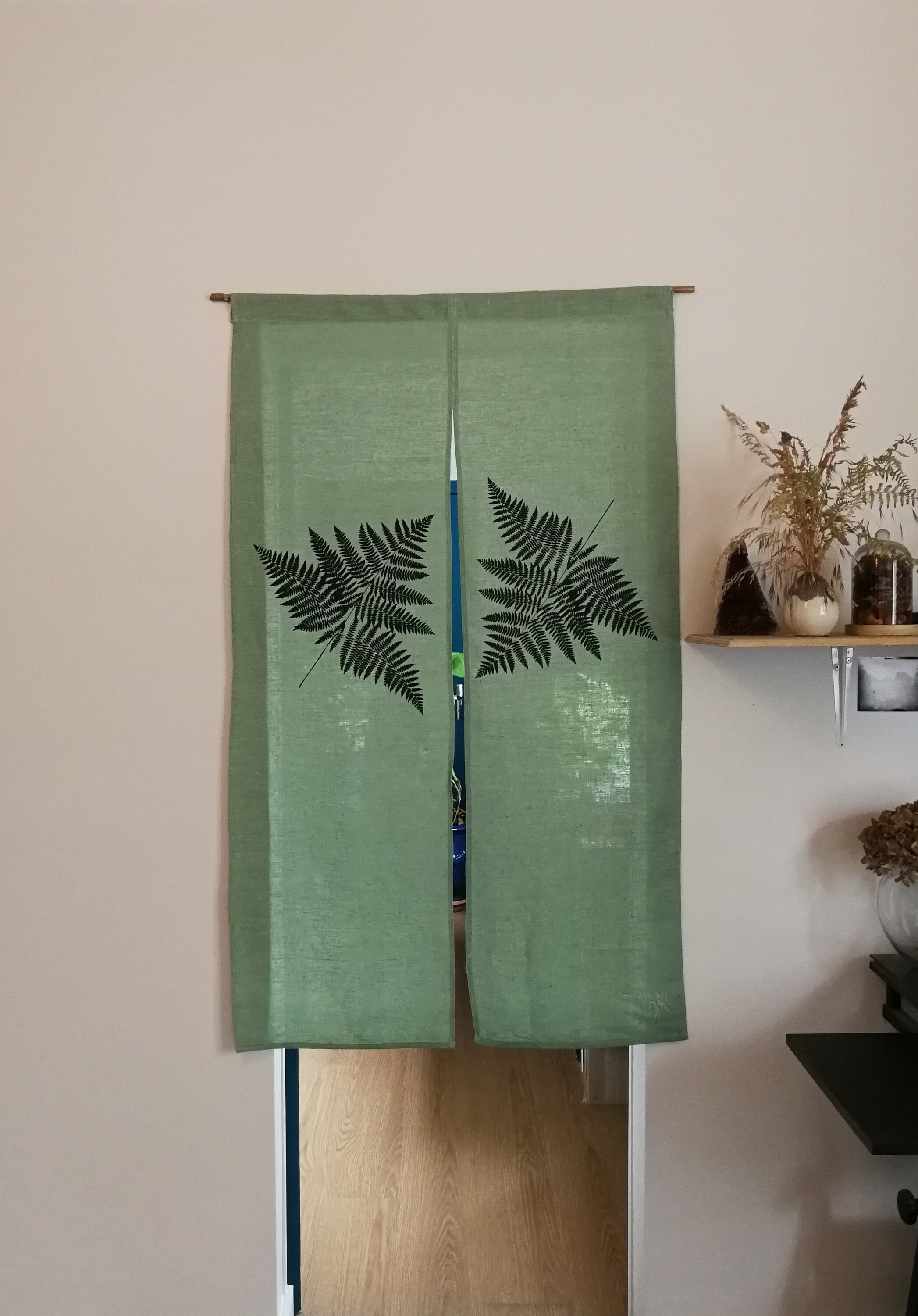 Rideau Noren Vert Lichen Grande Fougère