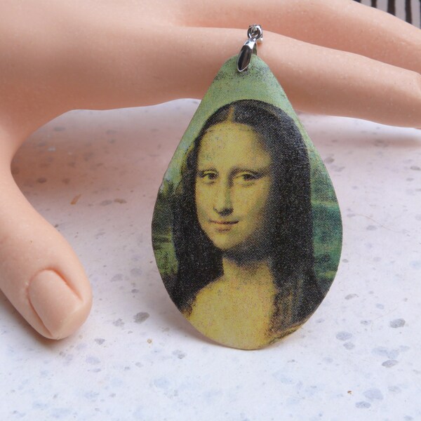 Collier pendentif La Joconde, Pendentif Portrait de Mona Lisa, bijou pour artiste