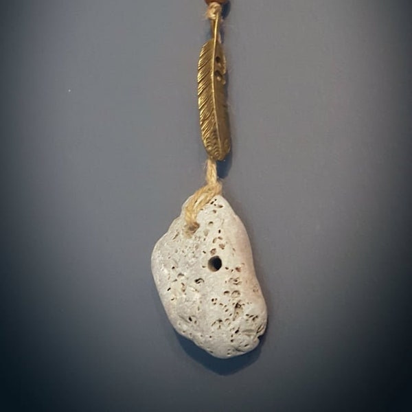 Celtic Hagstone, hanging amulet, protection, holey stone, adder stone, witches stone, wall hanging