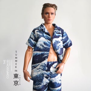 Miniature of Hawaii shirt pants JAPANESE SEA WAVE for Fashion Royalty,Ken image 5