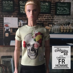 male  t-shirt  for Fashion Royalty FR and 1/6 action figure.Realistic look.