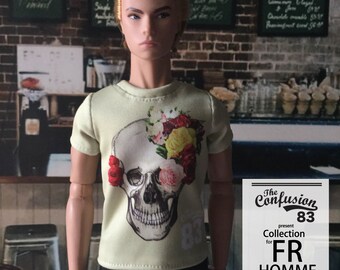 male  t-shirt  for Fashion Royalty FR and 1/6 action figure.Realistic look.