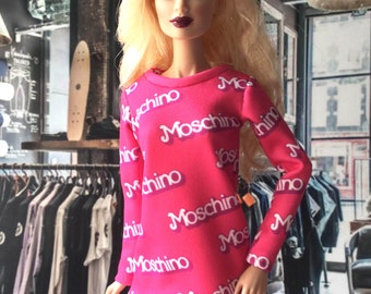 Mini Dress Insprie by Moschino,for Barbie Fashion Royalty FR2 and another 1/6 scale doll.