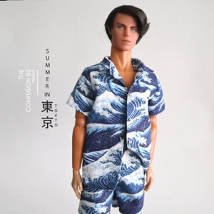 Miniature of Hawaii shirt pants JAPANESE SEA WAVE for Fashion Royalty,Ken image 3
