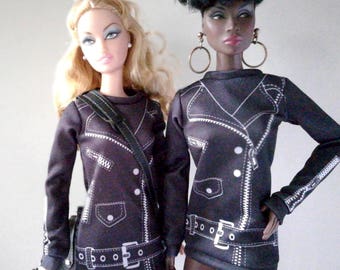Mini Dress Insprie by Moschino, for Fashion doll 12 Inchs , Fashion Royalty FR2 and another 1/6 scale doll.