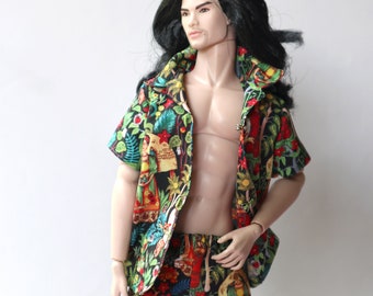 Miniature of Hawaii shirt + pants (Frida on Black) for Fashion Royalty,Ken