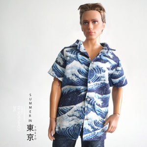 Miniature of Hawaii shirt pants JAPANESE SEA WAVE for Fashion Royalty,Ken image 2