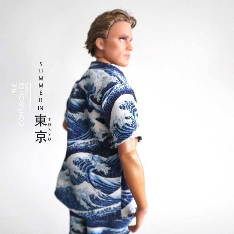 Miniature of Hawaii shirt pants JAPANESE SEA WAVE for Fashion Royalty,Ken image 6