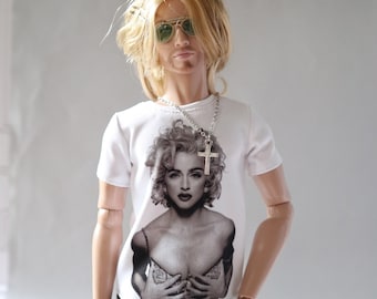 miniature of Madonna t-shirt ( 90's B&W) for  Fashion Royalty,Ken and 1/6 action figure