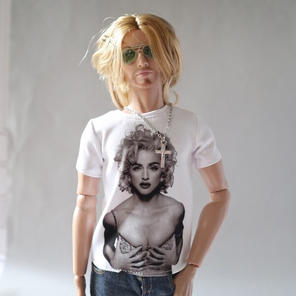 miniature of Madonna t-shirt ( 90's B&W) for  Fashion Royalty,Ken and 1/6 action figure