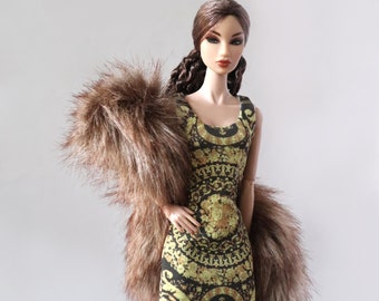 Baroque Dress + Fur for Barbie and Fashion Royalty Doll (Doll Outfits)