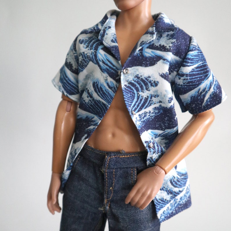 Miniature of Hawaii shirt pants JAPANESE SEA WAVE for Fashion Royalty,Ken image 4