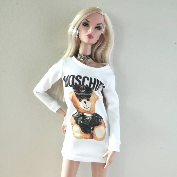 Mini Dress Inspried by Moschino, for Fashion doll 12 Inches, Fashion Royalty FR2 and another 1/6 scale doll.