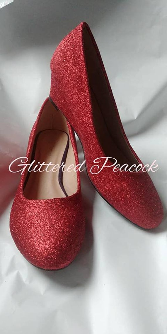 Ruby Red Low Wedge Shoe standard and Wider Fit Mid Heel - Etsy