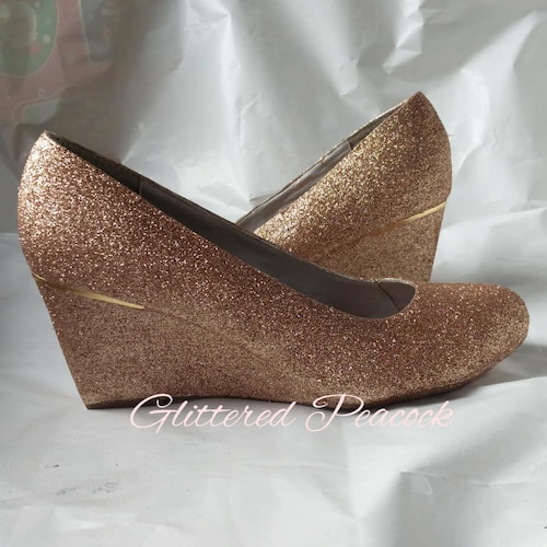 Rose Gold Mid Heel Wedge Standard and Wide Fit U.K Sizing - Etsy