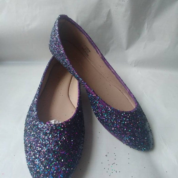 Hand Glittered chunky Cosmic  pump ,shoe, ballerina prom , wedding, bridal, bridesmaid