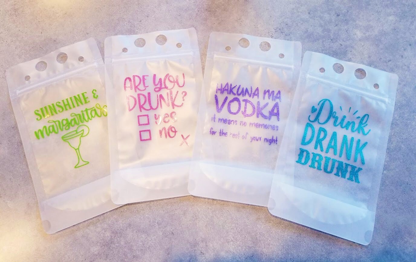 Reusable Adult Drink Pouch Set of 4 Etsy