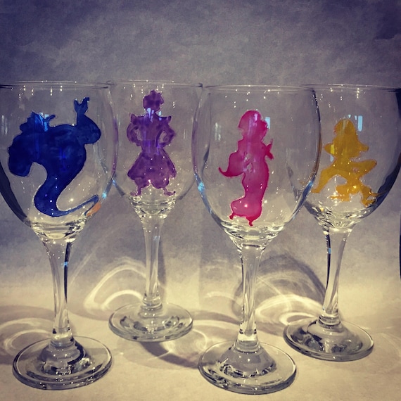 Hand Painted Disney Aladdin Wine Glass Set -  Norway