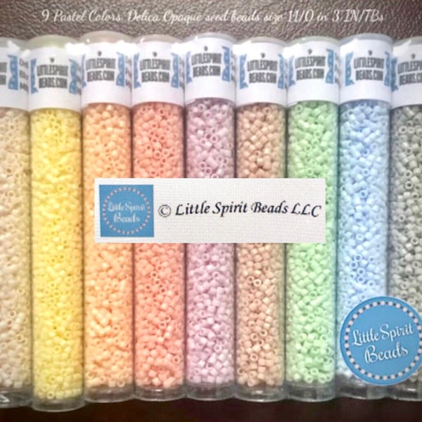 DELICA Opaque Pastel size 11/0 seed beads. (9) Colors package/set.