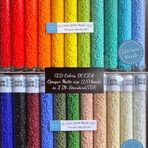 DELICA Opaque Matte size 11/0 beads. (22)Colors/set, 7.1 gm-ea./TB
