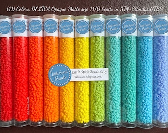 DELICA Opaque Matte size 11/0 beads. (11)Colors/set, apx 6.8 gm-ea./TB