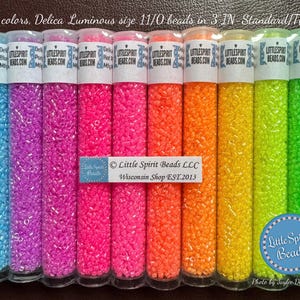 DELICA Luminous size 11/0 beads. (10)Colors/set, 7.5 gm-ea./TB