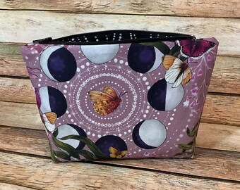 Mystic Moon Cosmetic Bag / Moon Phases / Makeup Bag / Zipper Bag / Travel Bag / Zipper Pouch / Bag / Gift / Pouch / Cosmetic Bag / Butterfly