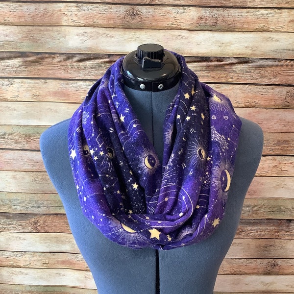 Astrology Infinity Scarf / Constellation / Zodiac / Galaxy / Scarf / Infinity Scarf / Moon / Stars / Constellation / Gift / Shooting Star